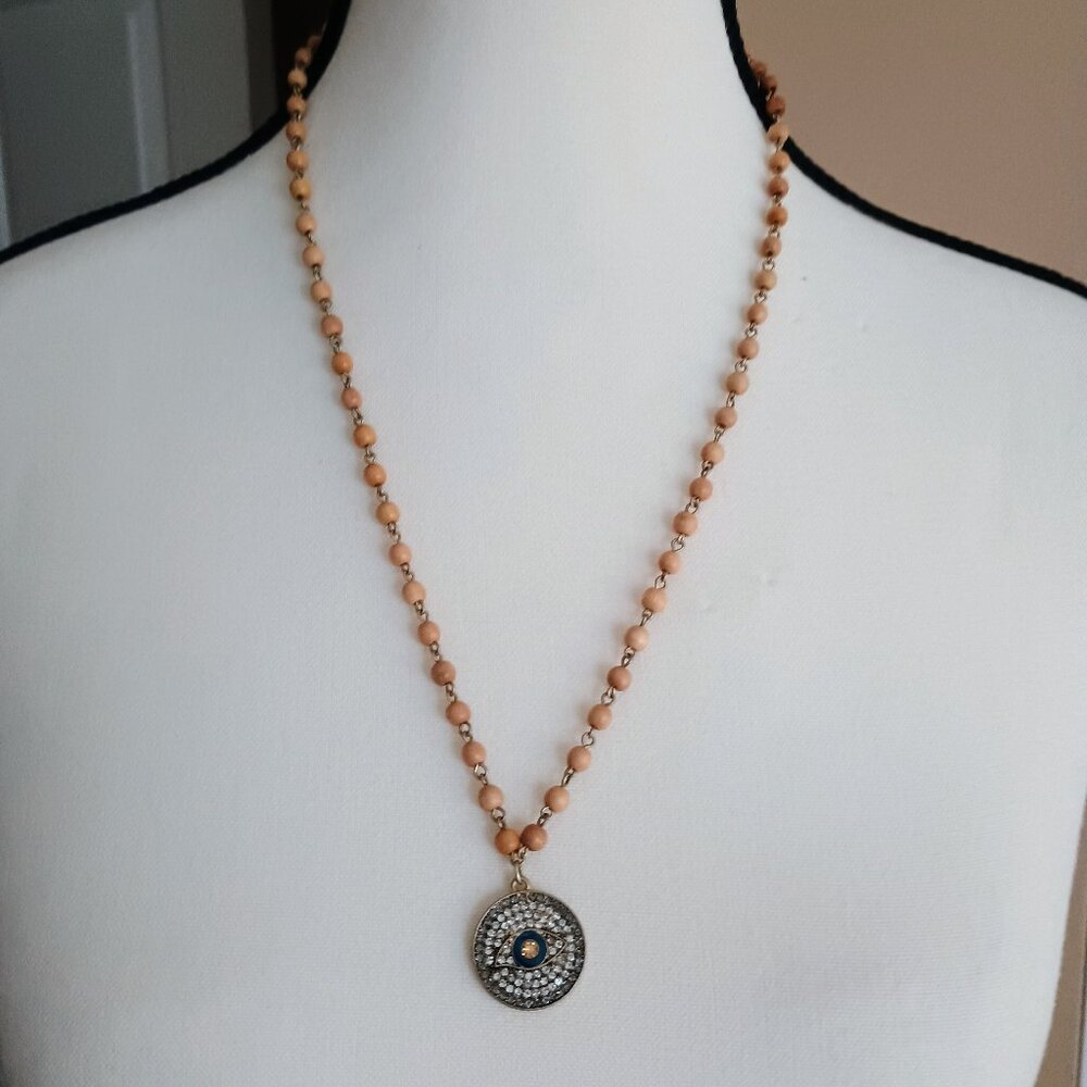 EVIL EYE WOODEN BEADED NECKLACE